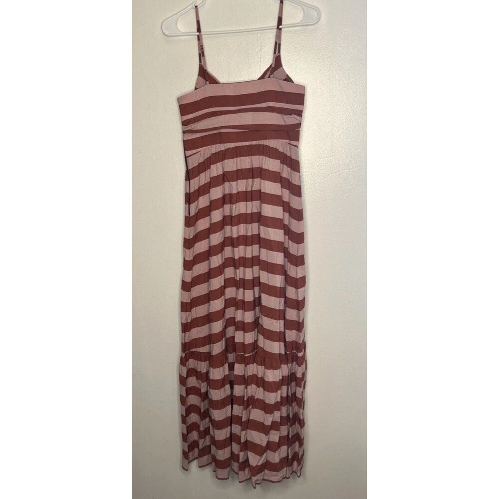 ALC Laurel Sun Dress Rust Stripe Size 6 Garden Party Wedding Guest Sundress Midi - Picture 6 of 6